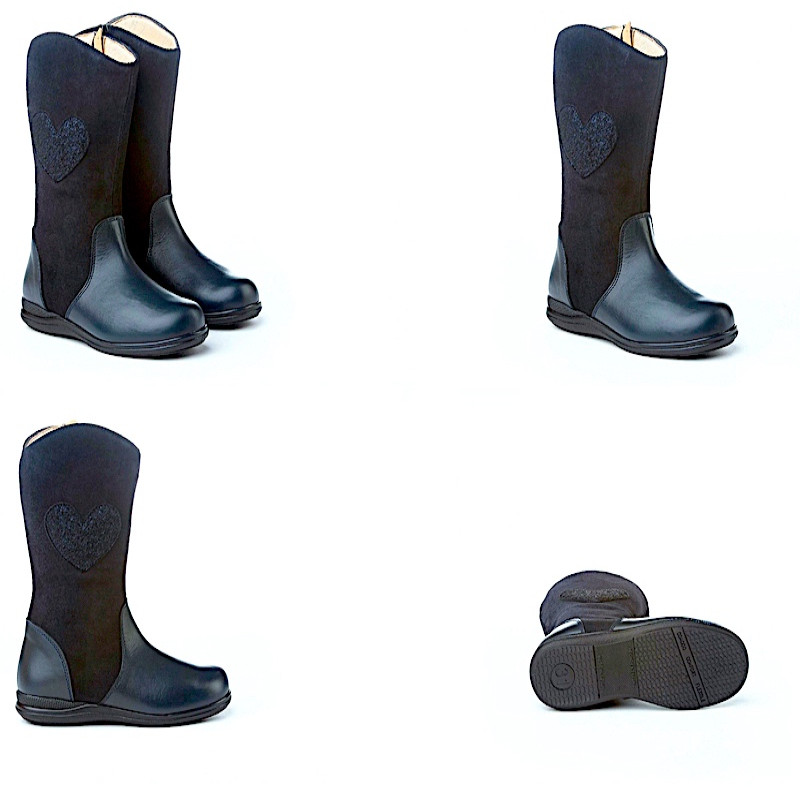 Made in Spain Girls Suede Heart Shaped Nappa Boot EU27-EU36 Marino